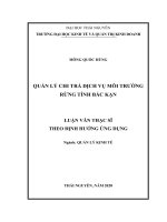 Quản lý chi trả dịch vụ môi trường rừng tỉnh bắc kạn 