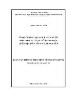 Tăng cường quản lý nhà nước đối với các cụm công nghiệp trên địa bàn tỉnh thái nguyên 