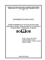 (Sáng kiến kinh nghiệm) some experiences to teach english speaking skill for students in grade 5 in điện biên 1 primary school  