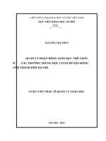 quản lý hoạt động giáo dục thể chất ở các trường trung học cơ sở huyện đông anh thành phố hà nội 