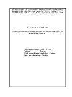 (Sáng kiến kinh nghiệm) organizing some games to improve the quality of english for students in grade 3 