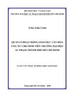 Quản lí hoạt động giáo dục văn hóa ứng xử cho sinh viên trường đại học sư phạm thành phố hồ chí minh 