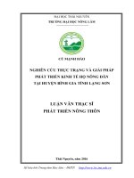 Nghiên cứu thực trạng và giải pháp phát triển kinh tế hộ nông dân tại huyện bình gia tỉnh lạng sơn 