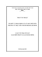 (Luận văn thạc sĩ) tổ chức và hoạt động của ủy ban nhân dân phường từ thực tiễn thành phố hồ chí minh 