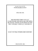 Biện pháp phát triển năng lực tự học cho hs thpt hệ giáo dục thường xuyên trong dạy học phần sinh học vi sinh vật sinh học 10 