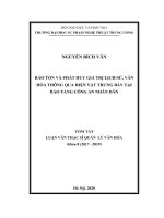 Tóm tắt luận văn Thạc sĩ Quản lý văn hóa: Bảo tồn và phát huy giá trị lịch sử, văn hóa thông qua hiện vật trưng bày tại Bảo tàng Công an nhân dân