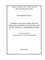 (Luận văn thạc sĩ) vai trò của mặt trận tổ quốc việt nam trong thực hiện pháp luật về dân chủ cơ sở từ thực tiễn quận 1, thành phố hồ chí minh 