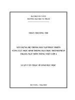 Xây dựng hệ thống bài tập phát triển năng lực học sinh trong dạy học thành phần trạng ngữ môn tiếng việt lớp 4   