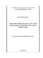 Thực hiện chính sách xử lý rác thải trên địa bàn thành phố long xuyên, tỉnh an giang 