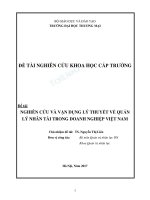 Đề tài nghiên cứu khoa học cấp trường nghiên cứu và vận dụng lý thuyết về quản lý nhân tài trong doanh nghiệp việt nam 