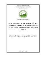 Đánh giá công tác bồi thường, hỗ trợ, tái định cư tại một số dự án trên địa bàn xã san thàng, thành phố lai châu, tỉnh lai châu​ 
