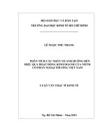 Luận văn Thạc sĩ Kinh tế: Phân tích các nhân tố ảnh hưởng đến hiệu quả hoạt động kinh doanh của NHTM cổ phần Ngoại Thương Việt Nam