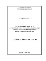 Vận dụng dạy học theo dự án để phát triển năng lực nghiên cứu khoa học cho học sinh trung học phổ thông trong dạy học sinh thái học 