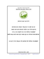 Đánh giá thực trạng và đề xuất một số giải pháp tiếp cận tín dụng của các hợp tác xã nông nghiệp trên địa bàn huyện nho quan tỉnh ninh bình 