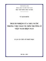 (Luận văn thạc sĩ) trách nhiệm của nhà nước trong việc bảo vệ môi trường ở việt nam hiện nay 