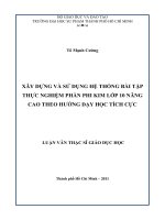 Xây dựng và sử dụng hệ thống bài tập thực nghiệm phần phi kim lớp 10 nâng cao theo hướng dạy học tích cực 