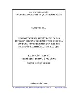 Kiểm soát chi đầu tư xây dựng cơ bản từ nguồn chương trình mục tiêu quốc gia xây dựng nông thôn mới qua kho bạc nhà nước bạch thông tỉnh bắc kạn 