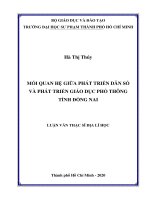 Mối quan hệ giữa phát triển dân số và phát triển giáo dục phổ thông tỉnh đồng nai 