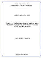 Luận văn thạc sĩ nghiên cứu hành vi lựa chọn thương hiệu tiêu đóng chai (hũ) của người tiêu dùng 