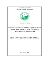 Đánh giá công tác giải phóng mặt bằng dự án đường quốc phòng xã hạnh lâm huyện thanh chương tỉnh nghệ an 
