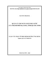 Quản lý chi ngân sách nhà nước của thành phố hạ long tỉnh quảng ninh 