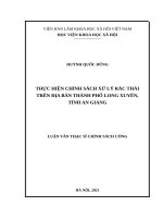 Thực hiện chính sách xử lý rác thải trên địa bàn thành phố Long Xuyên, tỉnh An Giang.