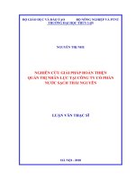 Tài liệu luận văn NGHIÊN CỨU GIẢI PHÁP HOÀN THIỆN QUẢN TRỊ NHÂN LỰC TẠI CÔNG TY