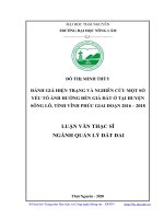 Đánh giá hiện trạng và nghiên cứu một số yếu tố ảnh hưởng đến giá đất ở tại huyện sông lô, tỉnh vĩnh phúc giai đoạn 2016 2018​ 