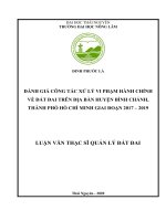 Luận văn thạc sĩ đánh giá công tác xử lý vi phạm hành chính về đất đai trên địa bàn huyện bình chánh, thành phố hồ chí minh giai đoạn 2017 2019​ 