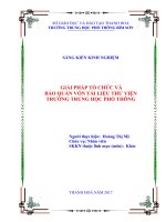 (Sáng kiến kinh nghiệm) giải pháp tổ chức và bảo quản vốn tài liệu thư viện trường THPT 