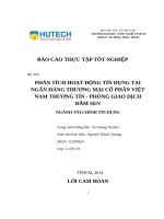 Báo cáo tốt nghiệp phân tích hoạt động tín dụng tại ngân hàng thương mại cổ phần việt nam thương tín phòng giao dịch đầm sen 