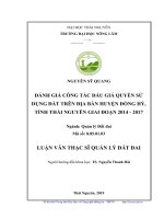 Luận văn thạc sĩ đánh giá công tác đấu giá quyền sử dụng đất trên địa bàn huyện đồng hỷ, tỉnh thái nguyên giai đoạn 2014 2017​ 