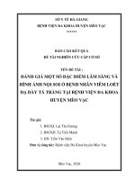 ĐÁNH GIÁ MỘT SỐ ĐẶC ĐIỂM LÂM SÀNG VÀ HÌNH ẢNH NỘI SOI Ở BỆNH NHÂN VIÊM LOÉT DẠ DÀY TÁ TRÀNG TẠI BỆNH VIỆN ĐA KHOA HUYỆN MÈO VẠC