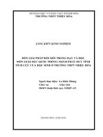 (Sáng kiến kinh nghiệm) bốn GIẢI PHÁP đổi mới TRONG dạy và học môn GIÁO dục QUỐC PHÒNG NHẰM PHÁT HUY TÍNH TÍCH cực của học SINH ở TRƯỜNG THPT THIỆU hóa 