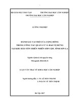 (Luận văn thạc sĩ) đánh giá vai trò của cộng đồng trong công tác quản lý và bảo vệ rừng tại khu bảo tồn thiên nhiên sốp cộp, tỉnh sơn la​ 