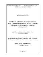 (Luận văn thạc sĩ) nghiên cứu ảnh hưởng của hoạt động khai thác, chế biến đá vôi đến môi trường tại mỏ đá vôi tà lài, xã tân mỹ, huyện văn lãng, tỉnh lạng sơn​ 
