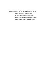 KHÓA LUẬN TỐT NGHIỆP ĐẠI HỌC PHÂN TÍCH CÁC YẾU TỐ ẢNH HƯỞNG ĐẾN SỰ HÀI LÒNG CỦA KHÁCH HÀNG ĐỐI VỚI CHẤT LƯỢNG DỊCH VỤ LƯU TRÚ TẠI KHÁCH SẠN