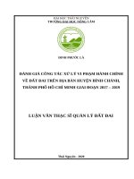 Đánh giá công tác xử lý vi phạm hành chính về đất đai trên địa bàn huyện bình chánh, thành phố hồ chí minh giai đoạn 2017 2019​ 