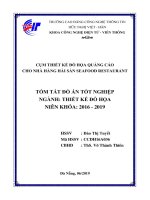 CỤM THIẾT KẾ ĐỒ HỌA QUẢNG CÁO CHO NHÀ HÀNG HẢI SẢN SEAFOOD RESTAURANT TÓM TẮT ĐỒ ÁN TỐT NGHIỆP NGÀNH: THIẾT KẾ ĐỒ HỌA