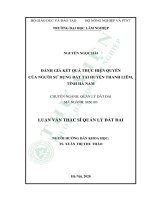 (Luận văn thạc sĩ) đánh giá kết quả thực hiện quyền của người sử dụng đất tại huyện thanh liêm, tỉnh hà nam 