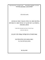 (Luận văn thạc sĩ) đánh giá thực trạng công tác bồi thường, hỗ trợ của một số dự án tại huyện cao phong, tỉnh hòa bình 