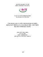 LUẬN VĂN TỐT NGHIỆP ĐẠI HỌC. ỨNG DỤNG GIS VÀ VIỄN THÁM ĐÁNH GIÁ BIẾN ĐỘNG ĐẤT TRỒNG LÚA GIAI ĐOẠN 2010 – 2015 TRÊN ĐỊA BÀN TỈNH HẬU GIANG