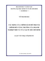 Luận văn thạc sĩ tác động của chính sách hỗ trợ tài chính đến tăng trưởng của doanh nghiệp nhỏ và vừa 