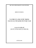 VAI TRÒ CỦA NHÀ NƯỚC TRONG TÁI CƠ CẤU NỀN KINH TẾ Ở VIỆT NAM LUẬN ÁN TIẾN SĨ CHUYÊN NGÀNH: KINH TẾ CHÍNH TRỊ