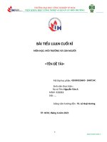 Tiểu luận môn Môi trường và con người: Phân loại rác ở các nước phát triển đã phổ biến, trong khi ở Việt Nam thì chưa, trong khi ý nghĩa của việc đó lớn