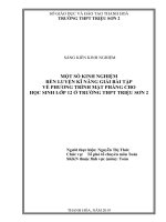 (Sáng kiến kinh nghiệm) một số KINH NGHIỆM rèn LUYỆN kĩ NĂNG GIẢI bài tập về PHƯƠNG TRÌNH mặt PHẲNG CHO học SINH lớp 12 ở TRƯỜNG THPT TRIỆU sơn 2 