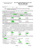 ĐỀ THI THỬ THPTQG LẦN 3 TIẾNG ANH - THPT TỨ KỲ (2017-2018) | Trường THPT Đoàn Thượng