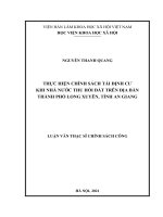 Thực hiện chính sách tái định cư khi nhà nước thu hồi đất trên địa bàn thành phố long xuyên, tỉnh an giang 