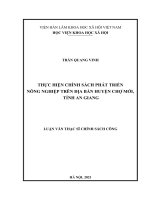 Thực hiện chính sách phát triển nông nghiệp trên địa bàn huyện chợ mới, tỉnh an giang 