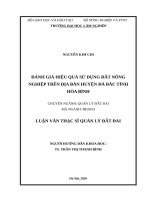 Đánh giá hiệu quả sử dụng đất nông nghiệp trên địa bàn huyện đà bắc tỉnh hòa bình 